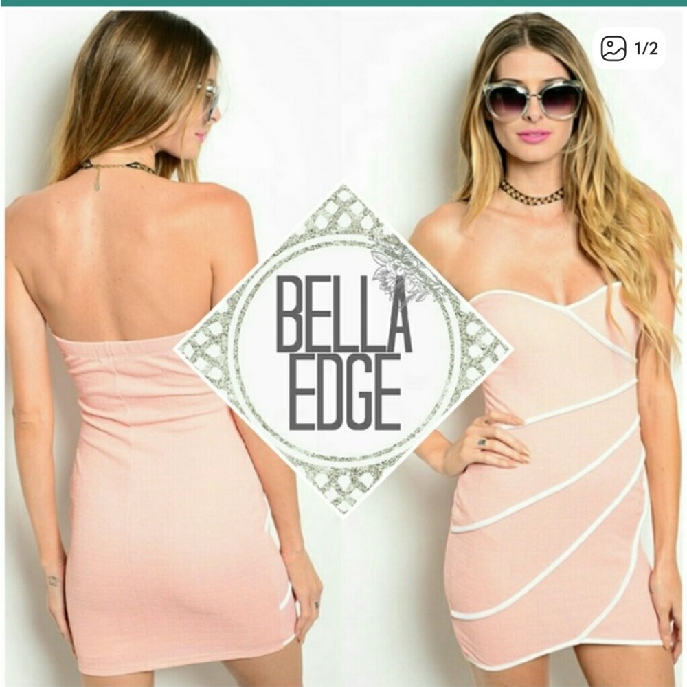 Peach Textured Sweetheart Bodycon Mini Dress
